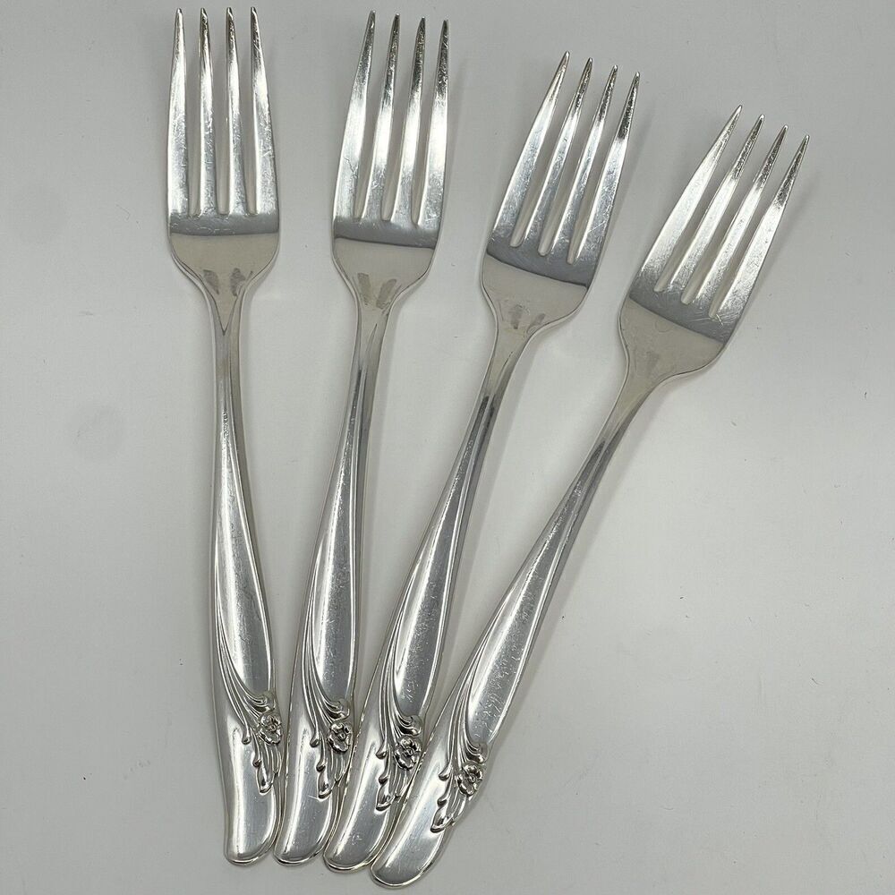 International Rogers EXQUISITE Silverplate 1957 Dinner Forks 7.25” Set Of 4
